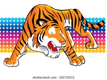 Tiger with colorful background