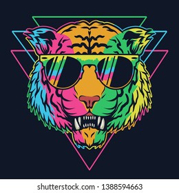 Tiger colorful eyeglasses Vector illustration