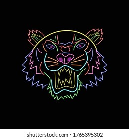 tiger colorful neon with black background