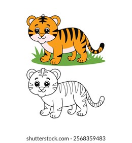 Tiger coloring book Design Vector Design