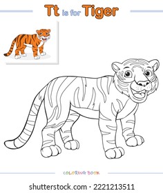 Tiger coloring book page illustration.
Ready to use, vector file, ready to print, easy to edit.
Animals coloring page or coloring book.
fun kids activity with alphabet.