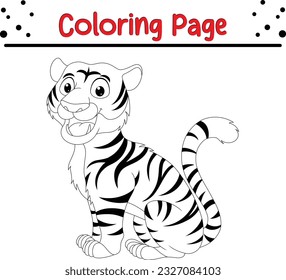 Tiger coloring page. cartoon jungle animal coloring book for children