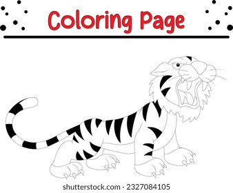 Tiger coloring page. cartoon jungle animal coloring book for children