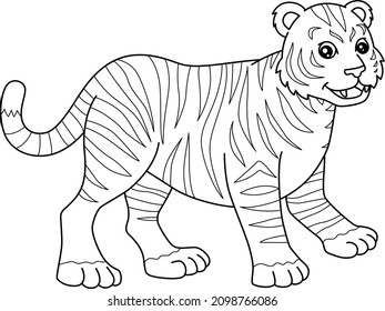 Tiger Coloring Page Isolated for Kids