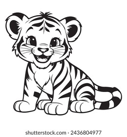 Tiger coloring page line art design