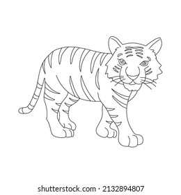 Tiger Coloring page vector line art for book and drawing.