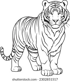 Un tigre, un libro de colorear para niños, fácil de colorear, ilustración vectorial, vectores, ánimes