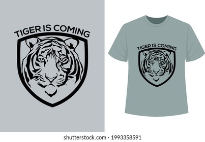 Tiger is coming typography t-shirt design.