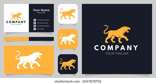 Modelo do logotipo da empresa Tiger. Marca tigre rugido silhueta ícone. Ilustração vetorial