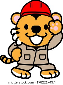 Material de ilustración de trabajos de construcción de tigres
