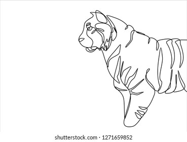 Tiger. Continuous line