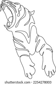 Tiger in continuous line drawing style. Abstract looking tiger, linear design on a white background. Vector illustration