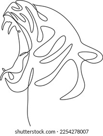 Tiger in continuous line drawing style. Abstract looking tiger, linear design on a white background. Vector illustration