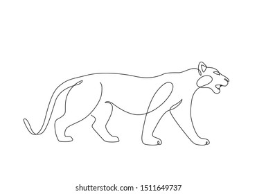 Tiger continuous line drawing. Wildlife vector illustration