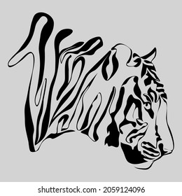 Tiger, continuous line, symbol of 2022 year of Chinese calendar. Animal head, stylish minimalistic concept ideal for tatto, avatar, poster. Contemporary hand drawn vector illustrations