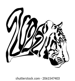Tiger, continuous line, symbol of 2022 year of Chinese calendar. Animal head, stylish minimalistic concept ideal for tattoo, avatar, poster. Contemporary hand drawn vector illustrations, ink painting 