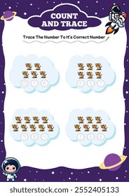 tiger count and trace worksheets for kids 