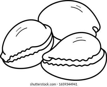 Tiger cowry shell. Vector outline icon.