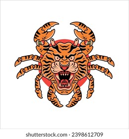 tiger crab tattoo vector design