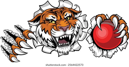 A tiger with a cricket ball animal sports team mascot