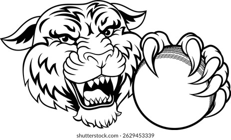 A tiger with a cricket ball animal sports team mascot