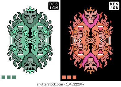 Tiger with crown holding glass of wine in hype style. illustration for t shirt, poster, logo, sticker, or apparel merchandise.