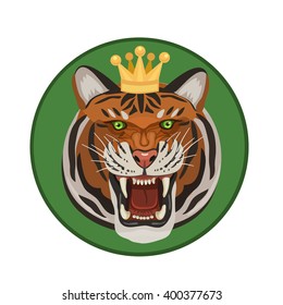 tiger with crown roars 