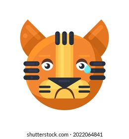 Tiger crying expression cute facial emoji vector