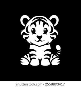 tiger cub drawing coloring book. Vector illustration