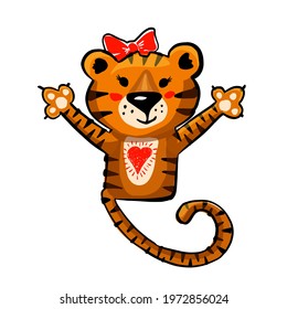 Tiger cub girl. cute tiger. Vector illustration
