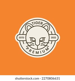 tiger cub little animal beast forest circle geometric badge logo design vector icon illustration