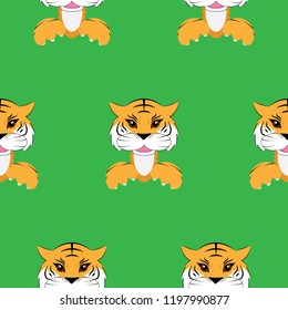 Tiger cub seamless pattern. Vector illustration seamless tiger pattern. Funny tiger.