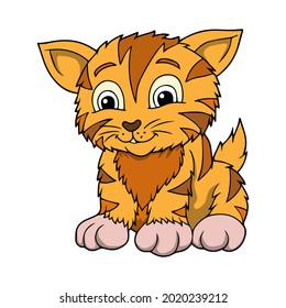 tiger cub vector illustration,isolated on white background,top view