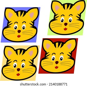 Tiger Cub Vector Portrait Illustration Cartoon