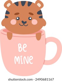 Tiger In Cup Vector Illustration
