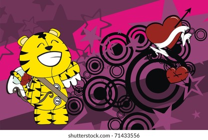 tiger cupid cartoon background in vector format very easy to edit