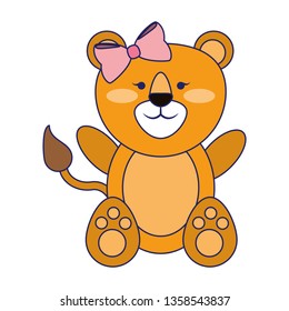 Tiger cute animal cartoon blue lines