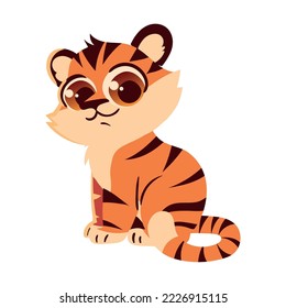 tiger cute animal icon isolated