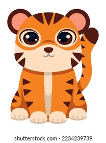 tiger cute animal icon isolated