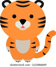 Tigersüßer Charakter. handgezeichnete Vektorgrafik