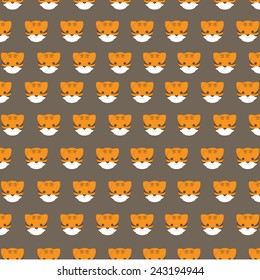Tiger Cute Character for Wallpaper Seamless Pattern