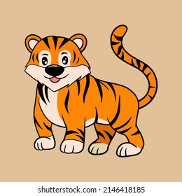 tiger cute illustration, suitable for sticker design, t-shirts