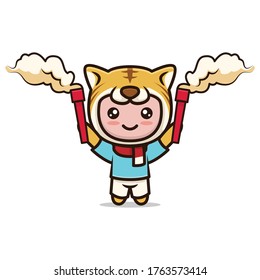 Tiger cute mascot soccer related design