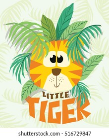 tiger, cute tiger, T-shirt print, Book illustrations for children, hand drawing poster, little cartoon sweet tiger illusration, For apparel or other uses in vector, pretty graphic