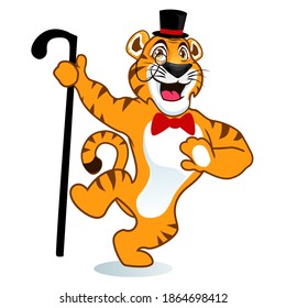 tiger dancer mascot cartoon in vector