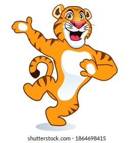 tiger dancer mascot cartoon in vector