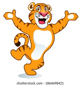 tiger dancer mascot cartoon in vector