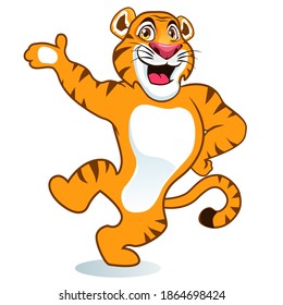 tiger dancer mascot cartoon in vector