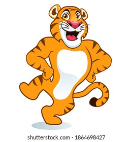 tiger dancer mascot cartoon in vector