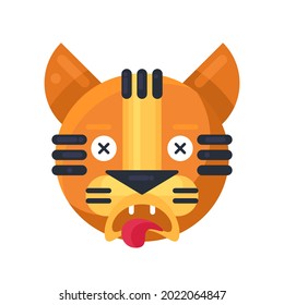Tiger dead reaction expression facial emoji vector